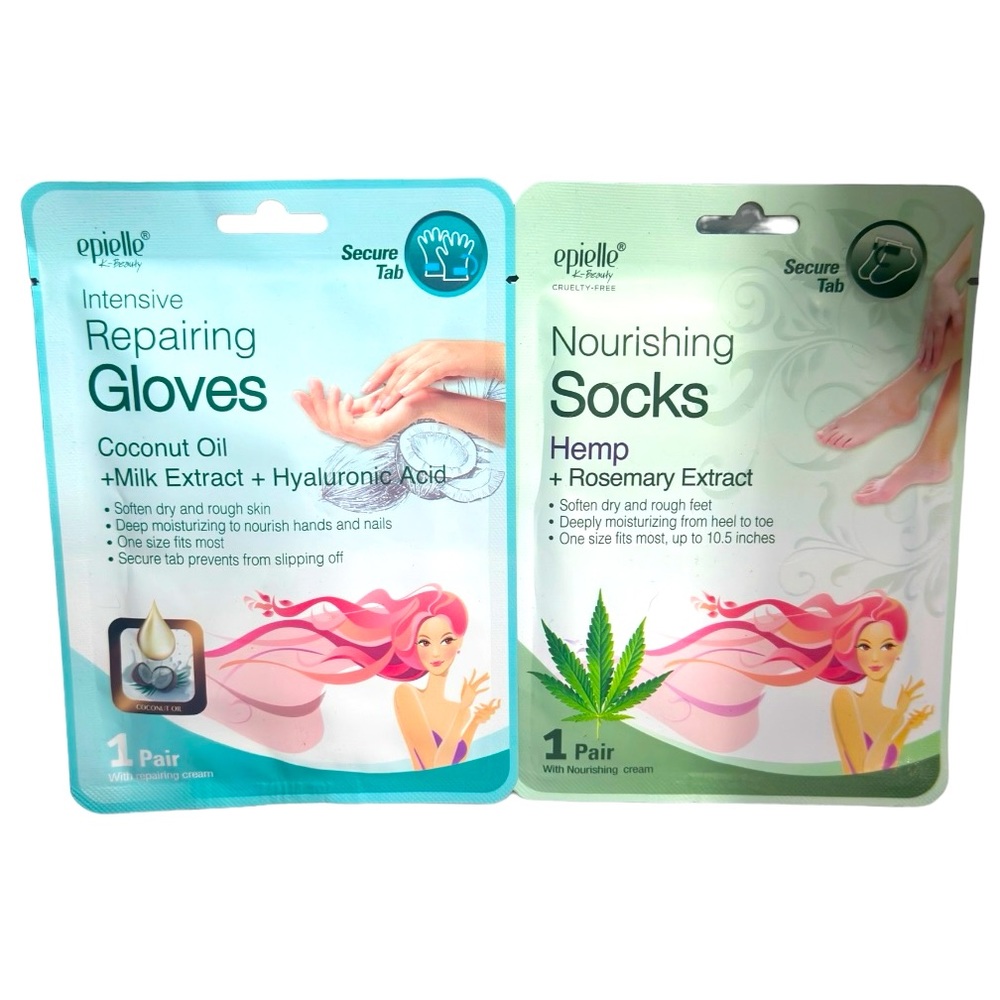 Epielle Beauty 2 PK Intensive Hand Repair Gloves & Nourishing Foot Socks Spa Set